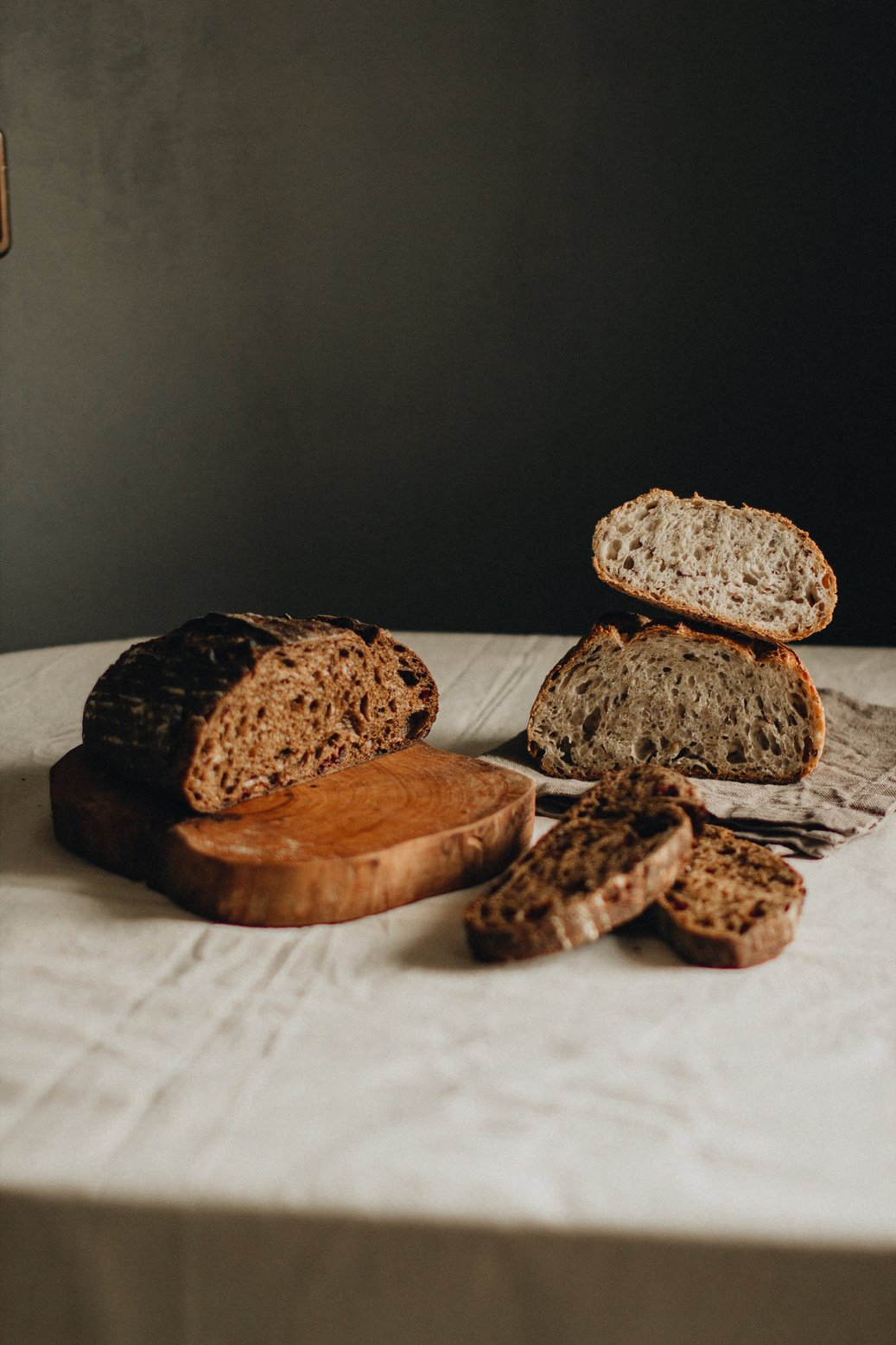 Loaves of fresh sourdough bread